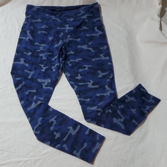 Natural Reflections Womens Medium Blue Camouflage Leggings 🌏5/$10🌏 - Picture 1 of 5